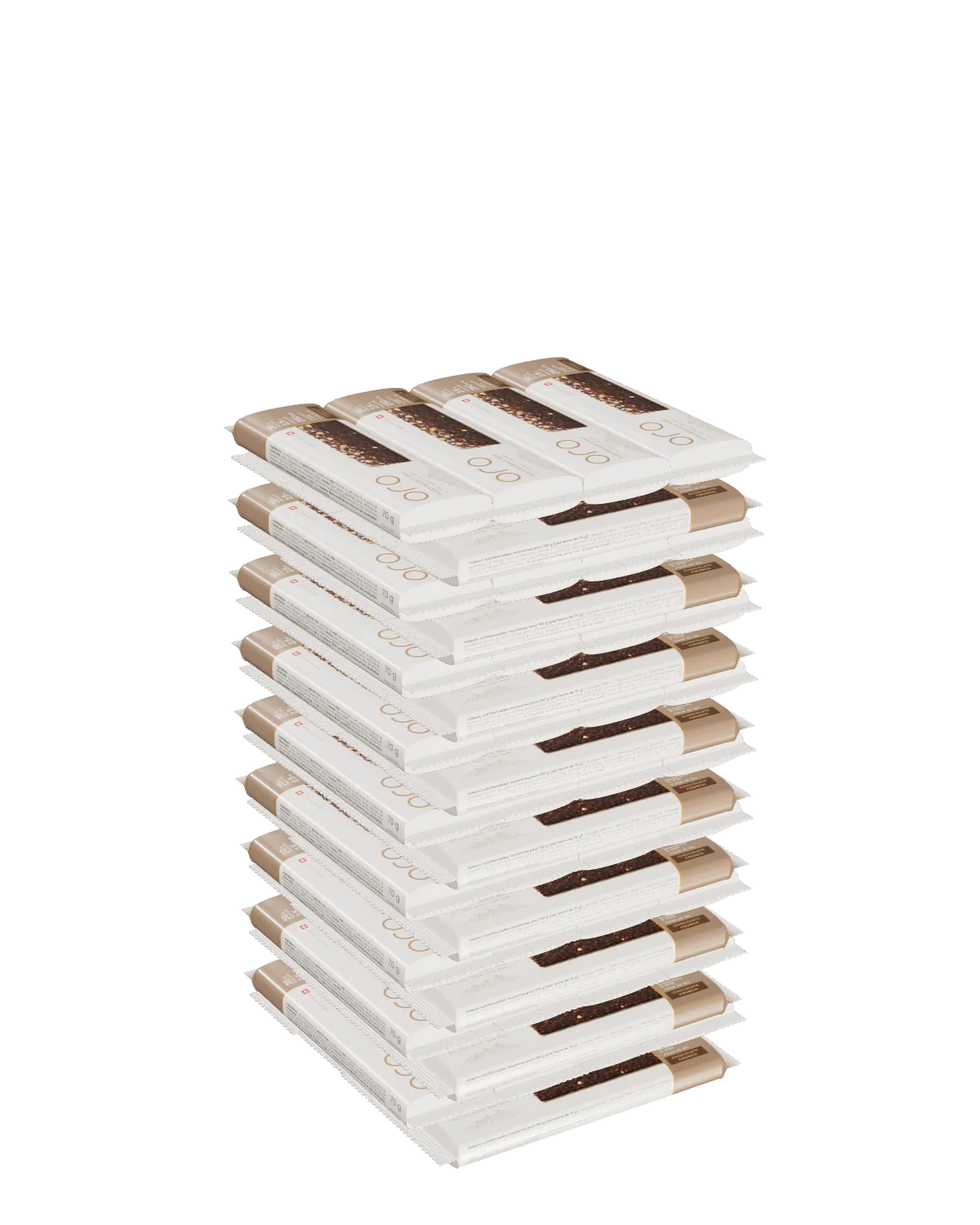A tower of ORO Performance Bars, stacked like a pallet