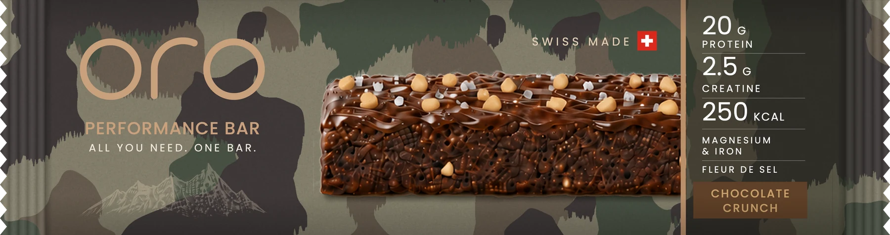The ORO Performance Bar, special edition in camouflage, seen from the front
